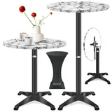 KESSER KESSER® 2in1 Stehtisch klappbar Bistrotisch Aluminium Edelstahlplatte höhenverstellbar 70cm / 115cm Partytisch Tisch In- & Outdoor Hochzeit Empfangstisch Klapptisch inklusive Regencover