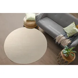 The CarPET Teppich Relax round, rund, Höhe: 16 mm, waschbarer Wohnzimmer Teppich modern rutschfest beige Ø 200 cm x 16 mm