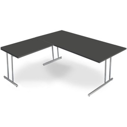 Kerkmann Winkel-Schreibtisch »Artline Transparent« 180 cm 90° Winkel höhenverstellbar grau, 180x82x80 cm