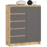 Akord Kommode 80 x 97 x 35 cm Eiche Artisan / Grau
