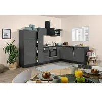 Respekta Premium Winkelküche RP290EGCBO  (B x T: 290 x 200 cm, Grau, Mit Elektrogeräten)