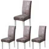 ARNTY Stuhlhussen 4/6er Set, Stuhlbezug Jacquard Esszimmer Stuhlhussen Schwingstühle Universal Hussen für Stühle für Esszimmer, Hotel, Küche, Zeremonie (Grau-Modern, 4 Stück)