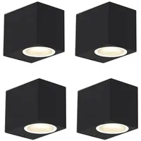 QAZQA 4er Set moderne Wandleuchten schwarz IP44 - Baleno