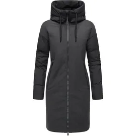 Ragwear Damen Wintermantel Steppmantel in Wolloptik mit Kapuze und hohem Kragen Jumana YOUMODO Black Gr. M - M
