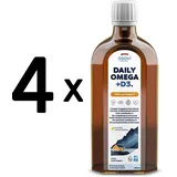 4 x Daily Omega + D3, 1600mg Omega 3 (Natural Lemon) - 250 ml. (60,00 EUR/L)