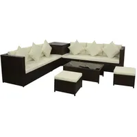 vidaXL 8-tlg Garten-Lounge-Set mit Kissen Poly Rattan Braun Modell 68