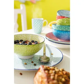 CreaTable 4er-Set CreaTable Dessertteller Mediterran Ø 21 cm Steinzeug Gelb Curry