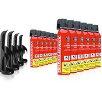 Xenotec Premium Feuerlöschspray–12 x 750ml – Stopfire – REINOLDMAX – inkl. 4 Wandhalterung schwarz – wiederverwendbar