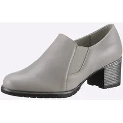 Hochfrontpumps HEINE, Damen, Gr. 39, grau, Leder, Veloursleder, Veloursleder, modisch, Schuhe