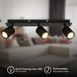 Briloner Deckenlampe 3-flammig schwenkbar 45x8x9 cm Schwarz