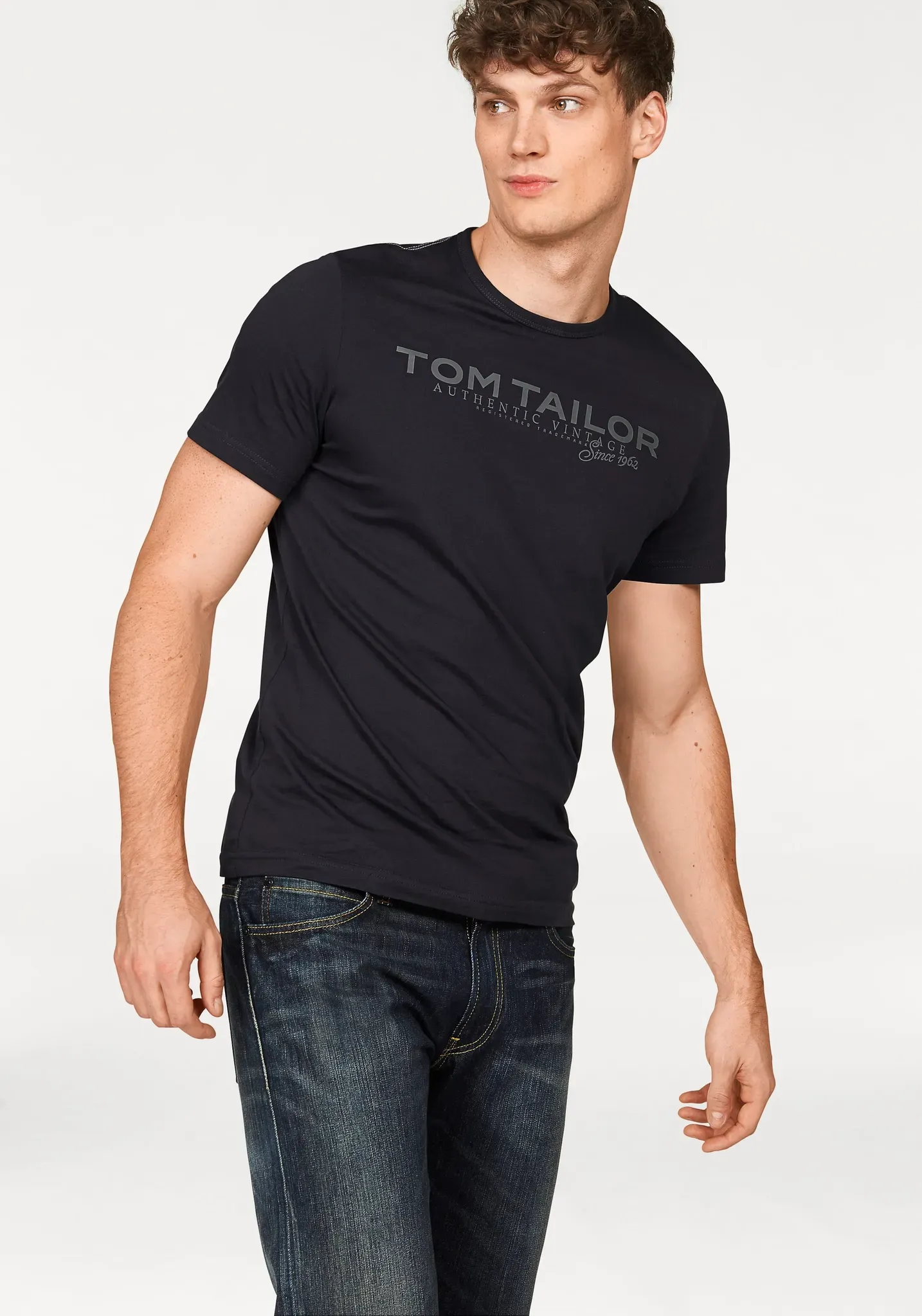 TOM TAILOR Rundhalsshirt, mit Logoprint TOM TAILOR marine XL