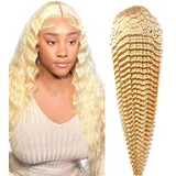 AiPliantfis Blonde Lace Front Wig 613 Deep Wave Wigs 100% Unprocessed Virgin Hair Echthaar Perücke Top Lace Closure Wig With Baby Hair For Women Brazilian Remy Hair 12 Zoll