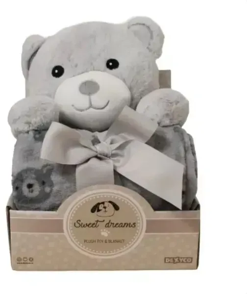 Sweet Dreams: Bärengeschenkset mit Decke, cremefarben