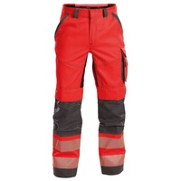Dassy Arbeitshose Sommer Warnschutzhose mit Kniepolstertaschen Odessa (1-tlg) grau|rot kurz - 52-5cm