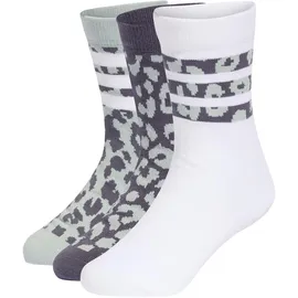 adidas Unisex Kids YOUTH GIRLS LEO 3PP SOCKS, Aurora Onix/Wonder Sage/white, 5-6 Years