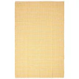 Homescapes Webteppich Gelb-weiß Kariert, - Baumwollteppich, Vichy-karo, 70x120cm