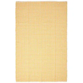 Homescapes Webteppich Gelb-weiß Kariert, - Baumwollteppich, Vichy-karo, 70x120cm