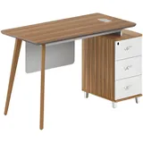 aea Moderner Schreibtisch aus Holz mit Stauraum und eleganten weißen Schubladen - Weiß
