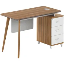 aea Moderner Schreibtisch aus Holz mit Stauraum und eleganten weißen Schubladen - Weiß