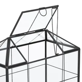 Relaxdays Pflanzenterrarium Glas & Zinn schwarz