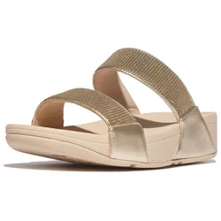 Keilpantolette FITFLOP "LULU", Damen, Gr. 37, grau (platinfarben), Synthetik, metallic, modisch, Schuhe, Keilsandale, Sommerschuh in schmaler Form