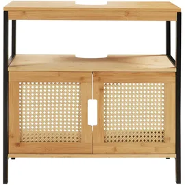 [en.casa] Waschbeckenunterschrank 60 x 60 x 35 cm Schwarz/Bambus