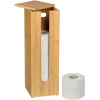 Relaxdays Toilettenpapier Aufbewahrung Bambus, für 4 Rollen, Toilettenpapierbehälter stehend,