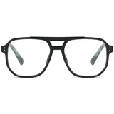 MAGIMODAC Herren Blaulichtfilter Lesebrillen Anti Blaues Licht Rechteckige Lesebrille Federscharnier Vintage Damen Computer-Lesebrille mit Doppelsteg (Schwarz Grün, 1.5, Dioptrien)