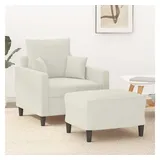 vidaXL Sessel mit Hocker 60 x 60 x 60 cm Creme Samt