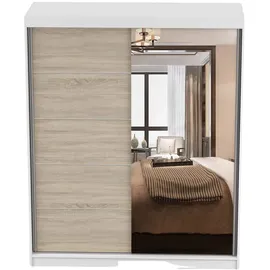fabryka mebli idźczak Schwebetürenschrank Bono 160 x 195 x 61 cm Weiß/Sonoma