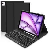 Hofsos für Ipad Air 13 Hülle mit Tastatur (QWERTZ), Tastatur Hülle für iPad Air 2024 13 Zoll, Slim Schutzhülle mit Abnehmbare Tastatur für iPad air 13 2024/ipad pro 12,9” 2022/2021/2020/2018 (Schwarz)