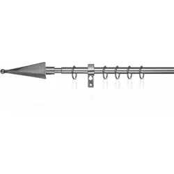 LICHTBLICK ORIGINAL Gardinenstange »Gardinenstange Pyramide, 16 mm, ausziehbar 130 - 240 cm«, 1 läufig-läufig, ausziehbar, Einläufige Vorhangstange mit Ringen für Gardinen und Stores. LICHTBLICK ORIGINAL edelstahlfarben L: 130 cm - 240 cm   Ø 16 mm