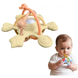 Baby Ja Lernspielzeug Beißspielzeug,Greifball Babyspielzeug,Silikon Rasselspielzeug, Beißspielzeug Baby ab 3 Monate beige