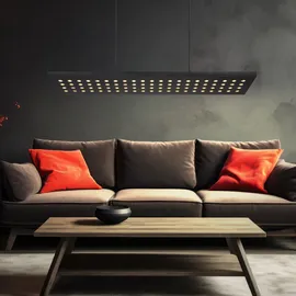 GLOBO Led Hängeleuchte Pendelleuchte Esstischleuchte Wohnzimmerlampe, Metall schwarz Holz, 3 Stufen Dimmer Memoryfunktion, 40w 2000lm 3000k warmweiß, H 120 cm