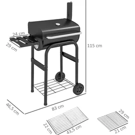 Outsunny Holzkohlegrill Grillwagen schwarz