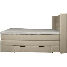 Home Affaire Boxspringbett HOME AFFAIRE "Elegance", beige (natur), B:181cm L:210cm, Samtoptik (100% Polyester);Struktur (100% Polyester), Komplettbetten, Boxspringbett, mit schöner Knopfheftung, in den Härtegraden H2 & H3, inkl. Schubladen
