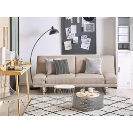 Beliani Schlafcouch Polyester 2-Sitzer Beige