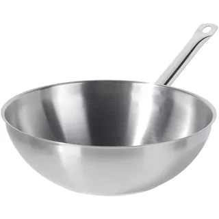 METRO PROFESSIONAL Wok, Edelstahl, Ø 30 cm, Höhe: 12.8 cm, unbeschichtet, Induktion, ofenfest