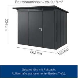 hörmann stauraumsysteme Juno Gerätehaus 2,62 x 1,66 m Anthrazitgrau
