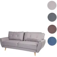 3er-Sofa HWC-J19, Couch Klappsofa Lounge-Sofa, Schlaffunktion 203cm ~ Stoff/Textil grau