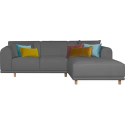Ecksofa ANDAS "Maroon L-Form", grau, B:285cm H:82cm T:191cm, Struktur (100% Polyester), Struktur grob ( 100% POLYPROPYLEN, Struktur fein ( 100% Polyester), Sofas, in skandinavischem Design, mit losen Kissen