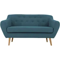 2-Sitzer ANDAS "Renne" Sofas Gr. B/H/T: 128cm x 78cm x 73cm, Struktur, blau (petrol) mit Heftung im Rücken skandinavischem Stil