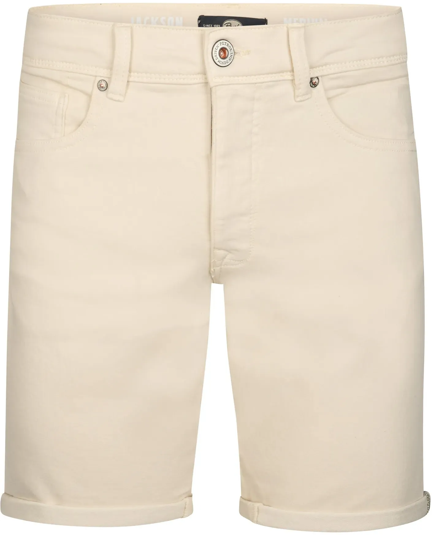 Jeansshorts PETROL INDUSTRIES, Herren, Gr. XXL (44), N-Gr, seashell, Denim/Jeans, Obermaterial: 72% Baumwolle, 27% Polyester, 1% Elasthan, slim fit kniefrei, Jeans Jeansshorts, Sommerhose im Five-Pocket Style