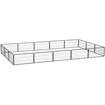 vidaXL 16-tlg. Hundelaufstall Schwarz 100x50cm Stahl Pulverbeschichtet