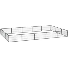 vidaXL 16-tlg. Hundelaufstall Schwarz 100x50cm Stahl Pulverbeschichtet