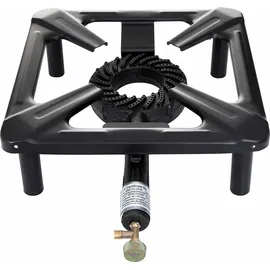 All'Grill Hockerkocher ohne Zündsicherung + Gusseisenpfanne 40 cm Ø Camping, Freizeit, Profiköche