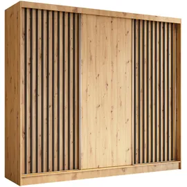 ax living Schwebetürenschrank Cabinio 240 x 216 x 61 cm Braun/Schwarz