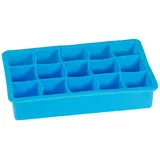 Intirilife 1x Eiswürfelform/Silikonform in BLAU – Eiswürfel Silikonform mit 15 Fächern à 3 x 3 x 3 cm für große Eiswürfel – BPA Freier Flex