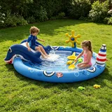 Kinderpool Mit Rutsche, Aufblasbares Planschbecken Für Kinder, Wasserspielzeug Kinder Outdoor, Für Wassersprühspiele Garten, Terrassen & Pool, 203 X 152 X 64 cm
