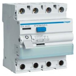 Hager CDA 440 D, FI-Schutzschalter 40A, 30mA, Typ A, 4polig